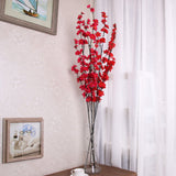 VLUNT 5 pcs Long Branch Artificial Flower, Simulation Plum Blossom for Party Office Garden Household Decoration Photography Props - Red