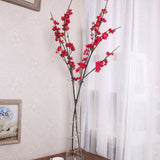 VLUNT 5 pcs Long Branch Artificial Flower, Simulation Plum Blossom for Party Office Garden Household Decoration Photography Props - Red